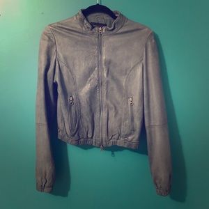 BCBG Blue Leather Jacket